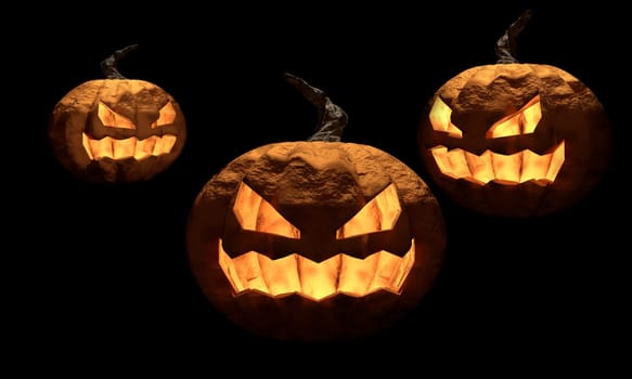 Halloween pumpkin with happy face on dark background