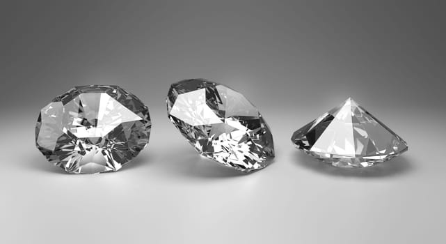 Shiny brilliant diamond placed on gray background