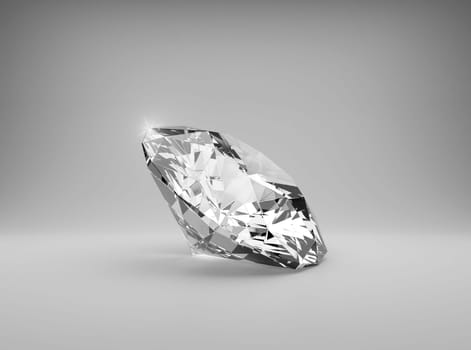 Shiny brilliant diamond placed on gray background