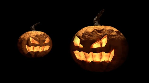 Halloween pumpkin with happy face on dark background