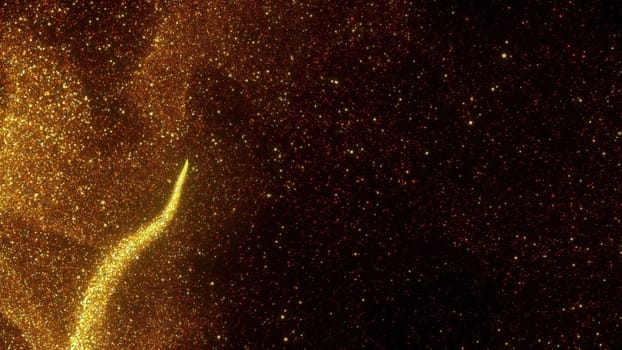 Wind gold particles. Computer generated 3d render