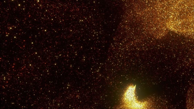 Wind gold particles. Computer generated 3d render