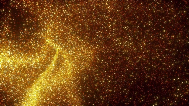 Wind gold particles. Computer generated 3d render