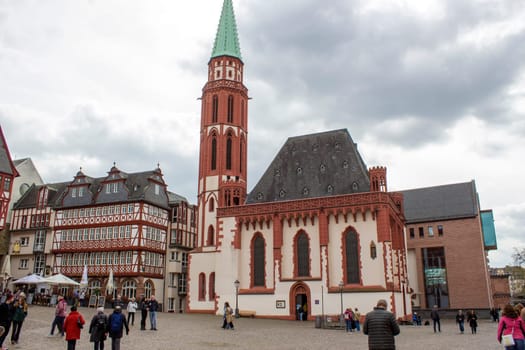 Frankfurt am Main, Germany. / April 26 2023 : Frankfurt Old town square Romerberg.