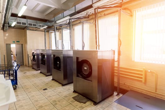 Line of a laundry machine, washing machines. Automate equipment