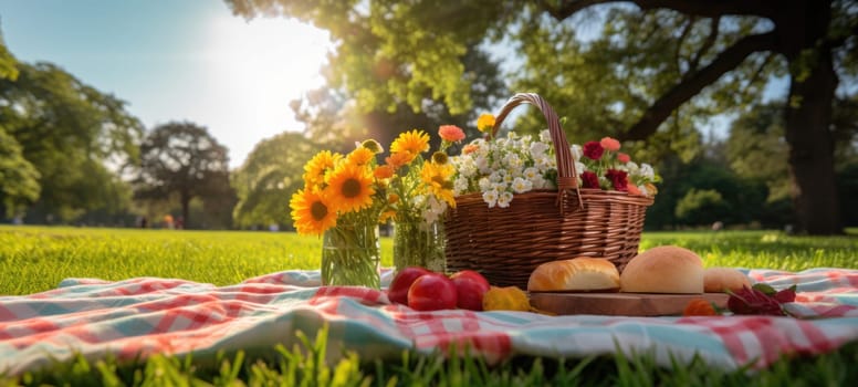 picnic at the park outdoor landscape, ai