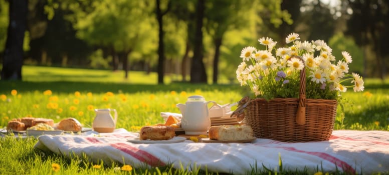 picnic at the park outdoor landscape, ai