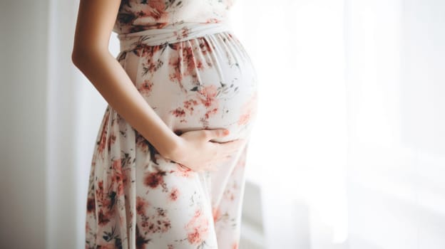 woman pregnant expecting maternity dress mom, ai