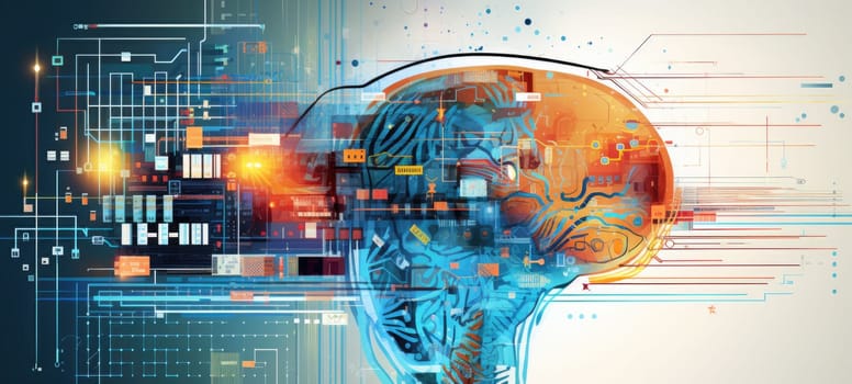 brain knowledge city digital illustration, ai