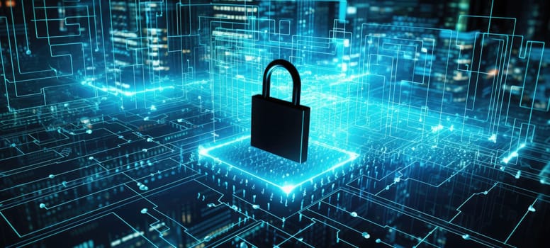 cyber security digital lock technology tech, ai