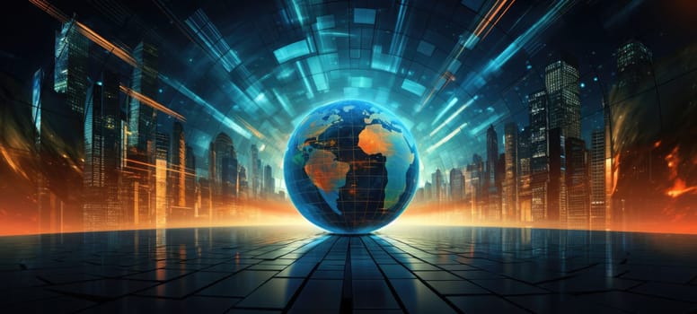 globe world earth map planet city, ai