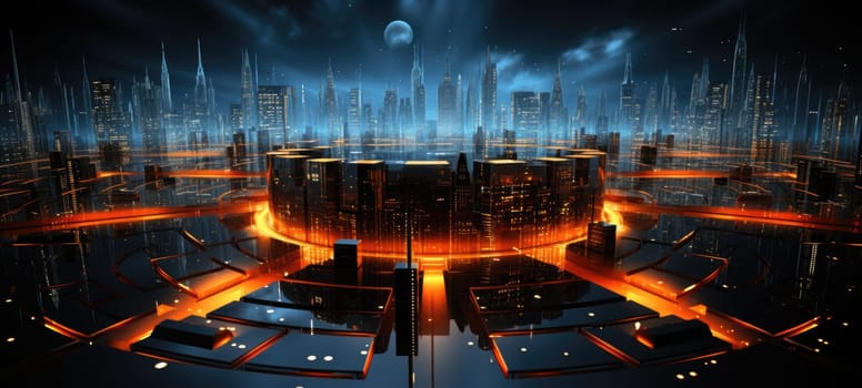 futuristic cyber buildings tech concept, ai