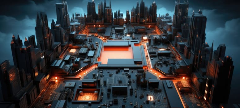 futuristic cyber buildings tech concept, ai