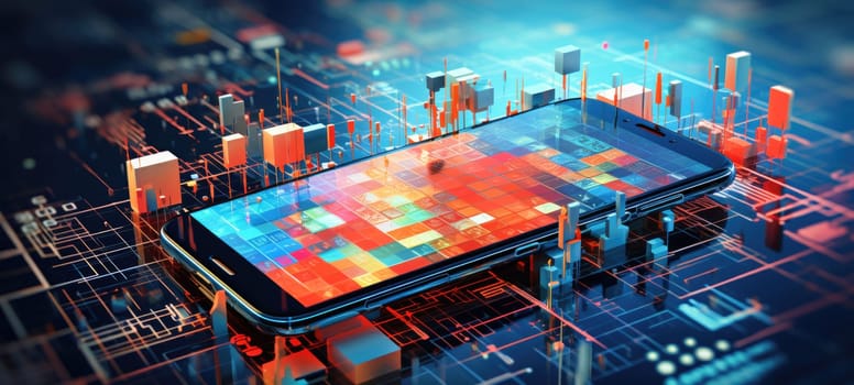 abstract digital business city smart phone, ai
