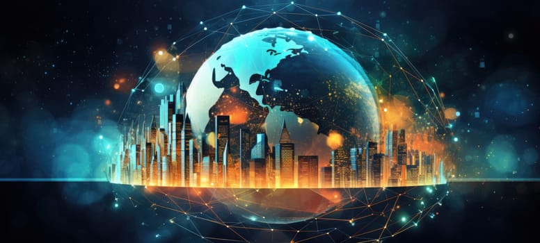 globe world earth map planet city, ai