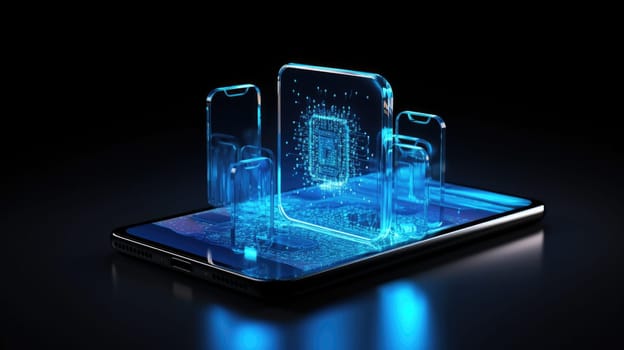 smart phone tech business blue light, ai