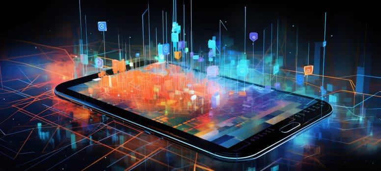 abstract digital business city smart phone, ai
