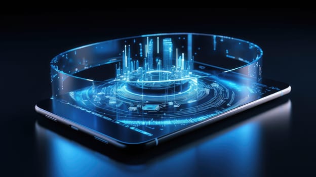 smart phone tech business blue light, ai