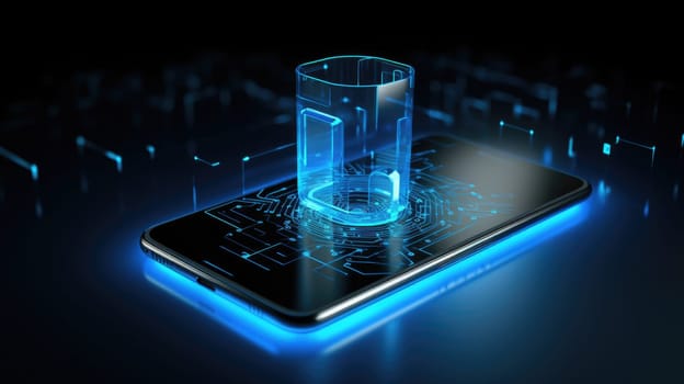 smart phone tech business blue light, ai