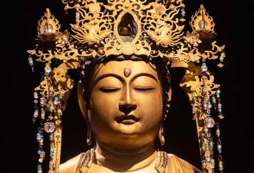 Turin, Italy - May 2023: Oriental Art Museum - Bodhisattva, 14th c.., Muromachi periods, Japan