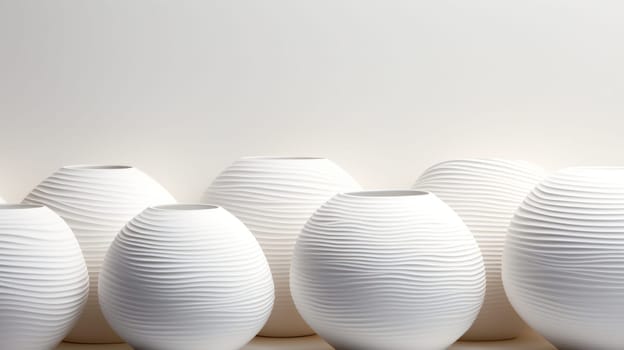 white background with snow-white Freshly molded dishes .Generative AI
