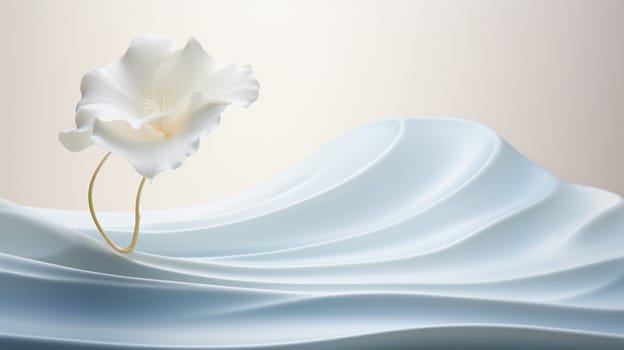white delicate flower on a light background. smooth lines and texture. Generative AI