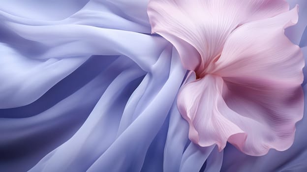 lines of a flower petal made of draped fabric in delicate shades of purple.smooth lines and texture. harmony and grace. Generative AI