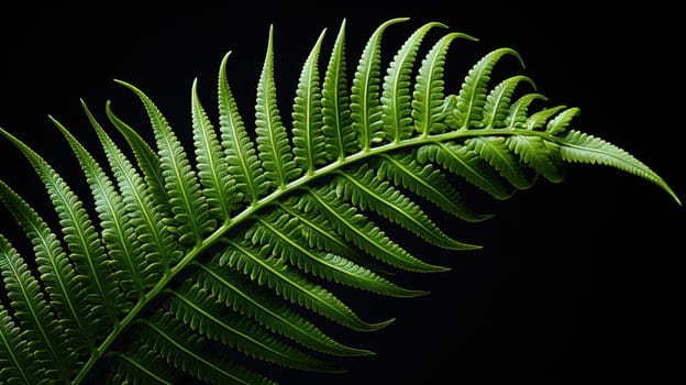 abstract background fern leaf on black background. Generative AI