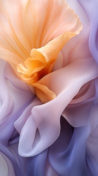 lines of a flower petal made of draped fabric in delicate shades of purple.smooth lines and texture. harmony and grace. Generative AI