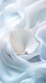 Seashell pearl white in soft diffused light on an airy fabric.Close-up. Generative AI