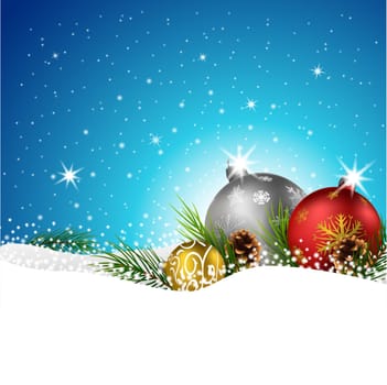 Christmas background with gift boxes on the snow