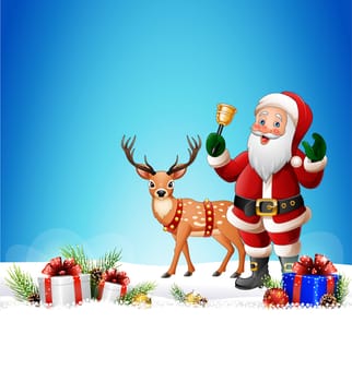 Cartoon Santa Claus ringing bell