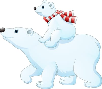 Cartoon polar bear isolated on white background
