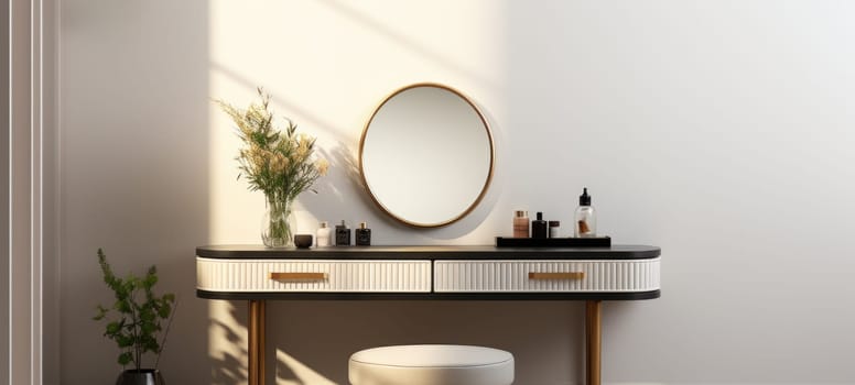 elegant minimalistic vanity stool interior home bathroom, ai