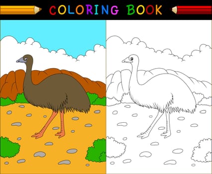 Cartoon emu coloring book, Australian animals series