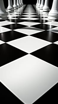 black and white chessboard background. Background wallpaper on a chess theme.Generative AI