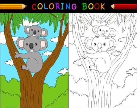 Cartoon koala coloring book, Australian animals series