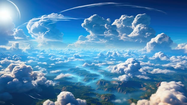 A group of clouds against the blue sky. Generative AI