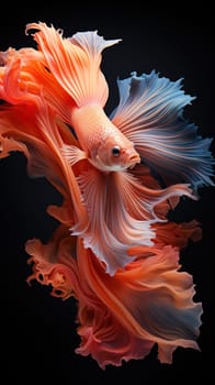 Beautiful Betta fish Fight in the aquarium black blackground. Generative AI