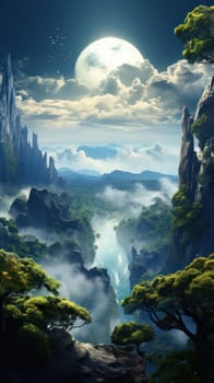 Mountain landscape scenery background wallpaper . Generative AI