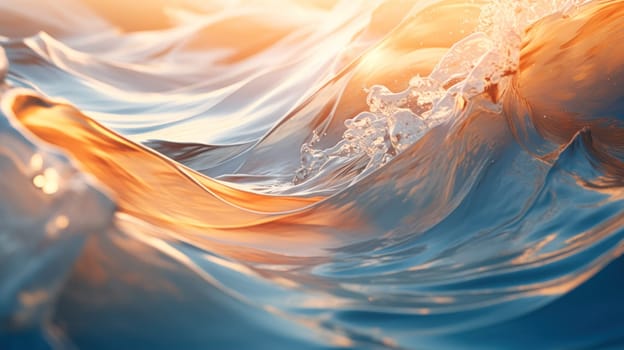 background surface sea waves at sunset close up. Generative AI