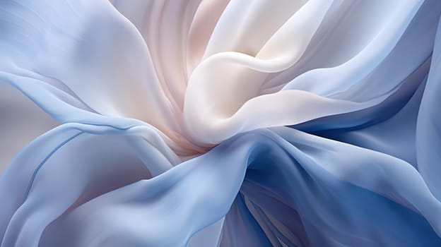 lines of a flower petal made of draped fabric in delicate shades of purple.smooth lines and texture. harmony and grace. Generative AI
