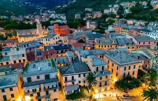 Aerial view of Moneglia, a tourist resort on the Riviera di Levante, Liguria, Italy