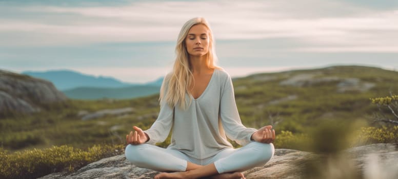 woman doing yogo peacefully zen meditation