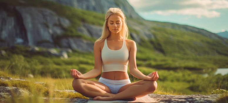 woman doing yogo peacefully zen meditation