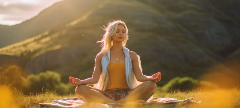 woman doing yogo peacefully zen meditation