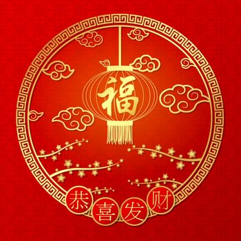 Chinese New Year with Chinese lanterns hanging