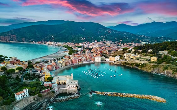Aerial view of the Bay of Silence in Sestri Levante, Liguria, Italy