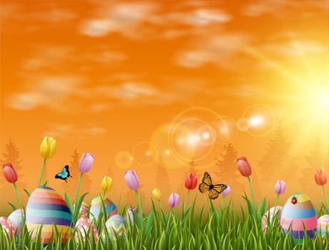 Beautiful easter egg background