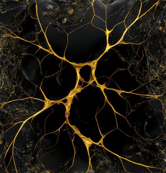 Abstract black golden grunge marble texture background. Generative AI design